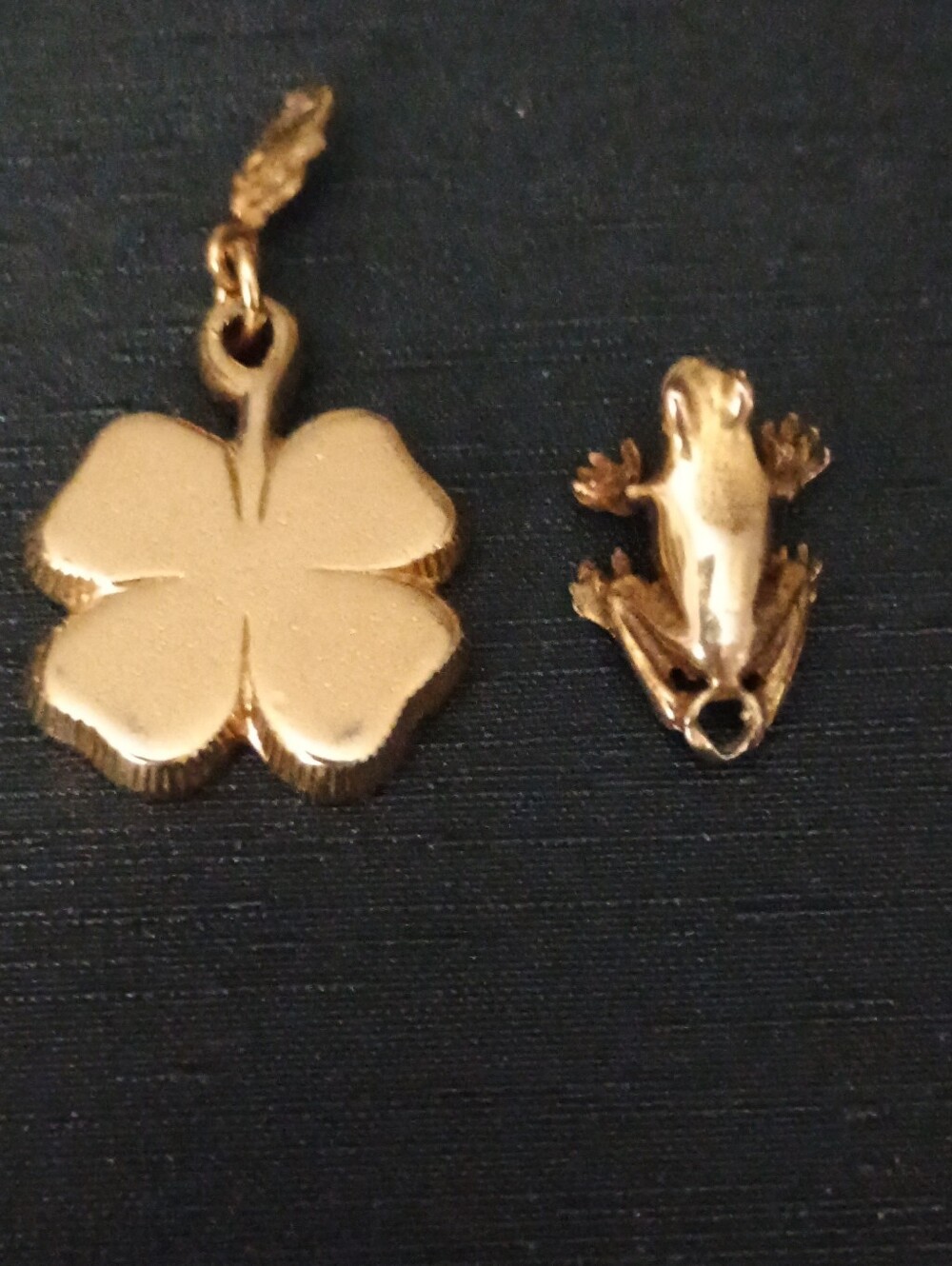 Gold-Tone Clover and Frog Charm Set - Women Jewelry